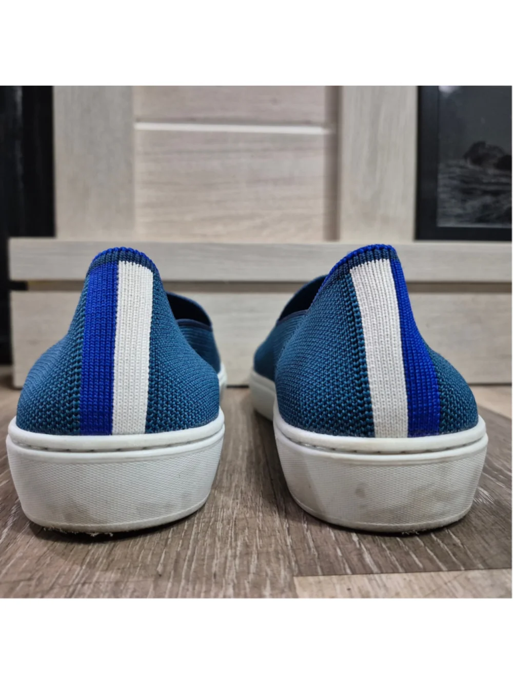 Women's Rothy's Slip-On Flats in Blue and White 5.5
